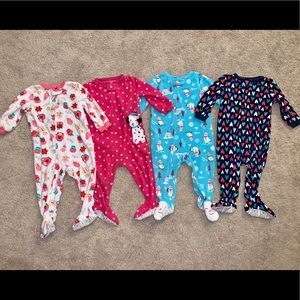 Carters Baby Girl 12 Months Footie Pajamas Lot